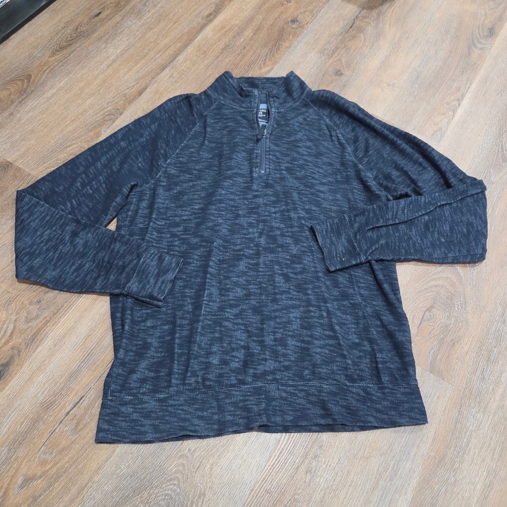 Abercrombie & Fitch Mens Navy Blue Space Dye Quarter Zip Pullover Sweater L